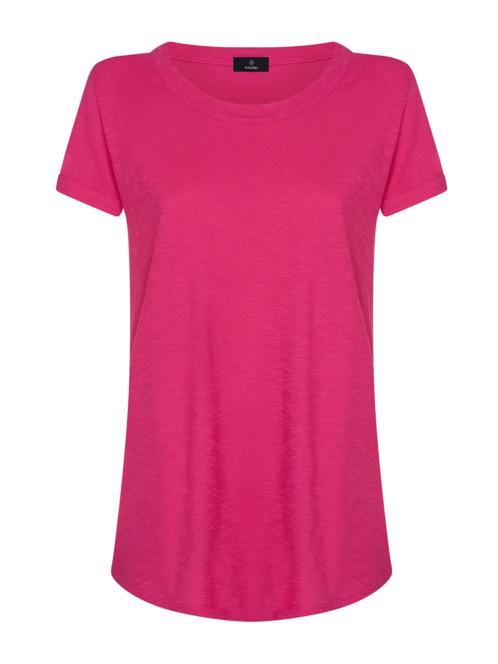 T-shirt girocollo in slub jersey di cotone - Pink Yarrow