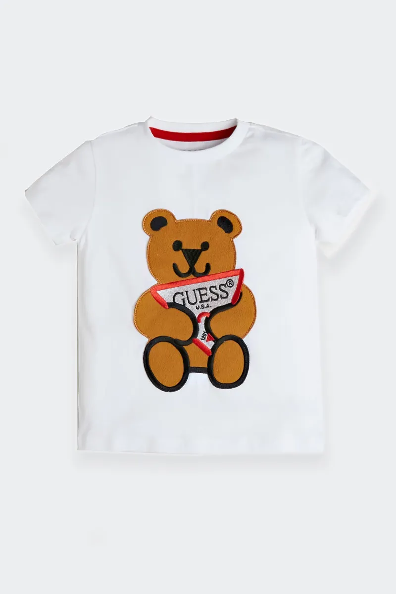 T-SHIRT ORSETTO LOGO BIANCA