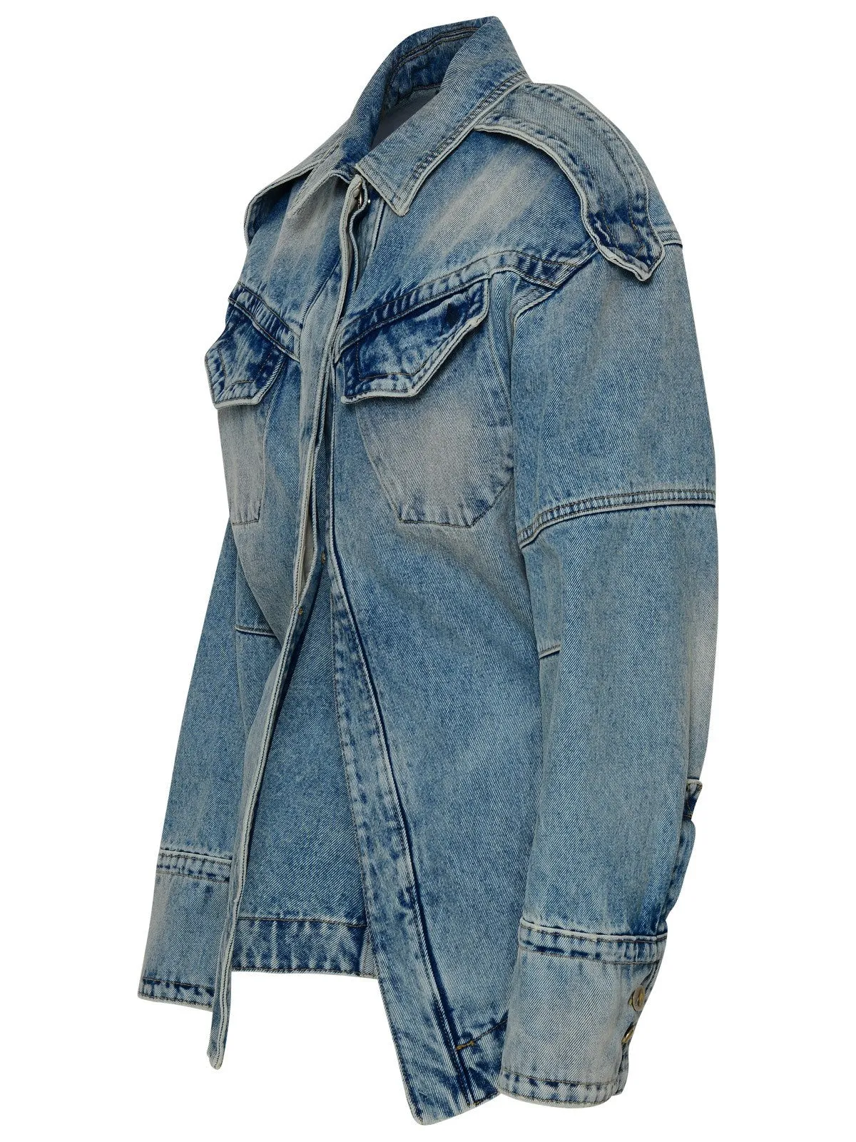 The Attico Acid-Wash Buttoned Denim Jacket