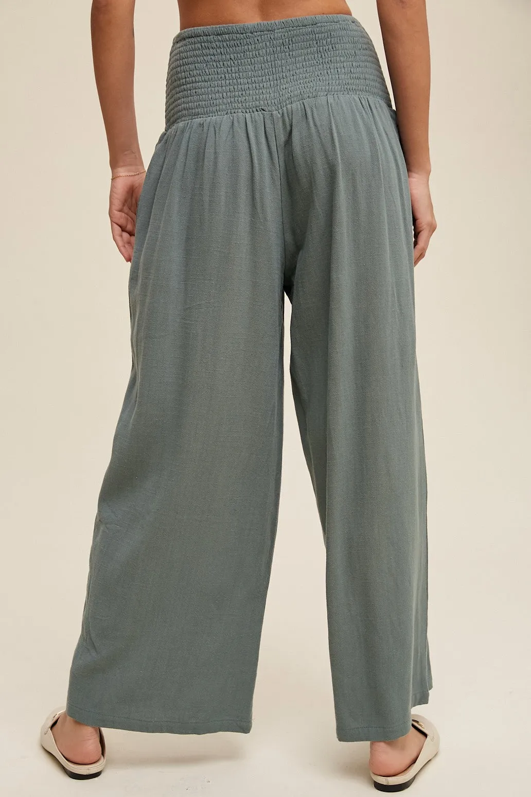 The Gannon Smocked Waist Linen Pants