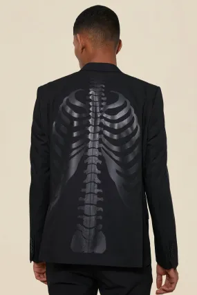 Tonal Skeleton Back Print Blazer