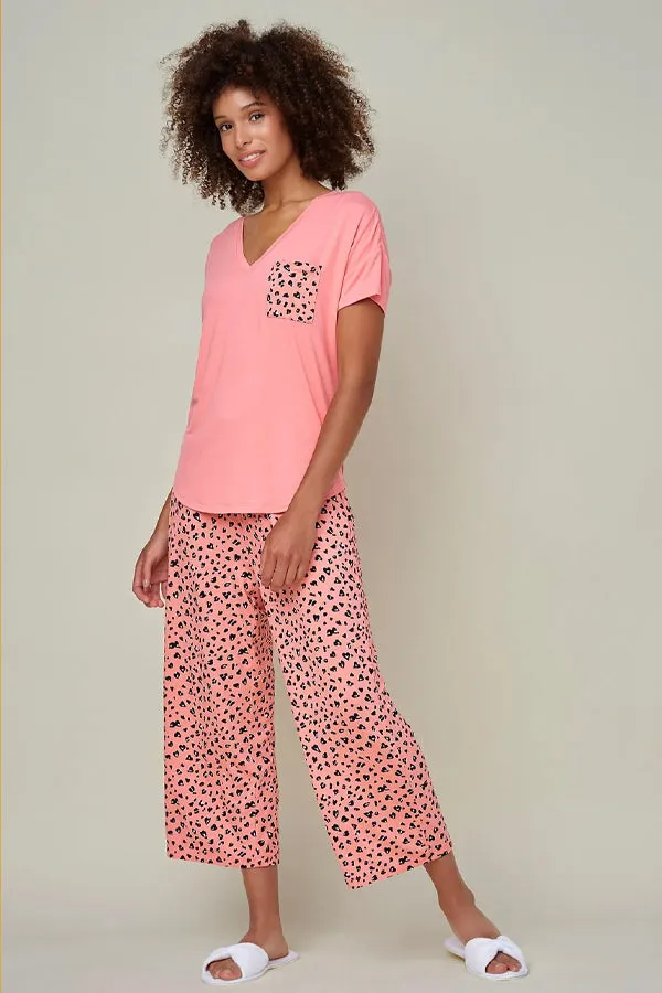 Tribal Printed Tee and Crop Pant Sleep Set