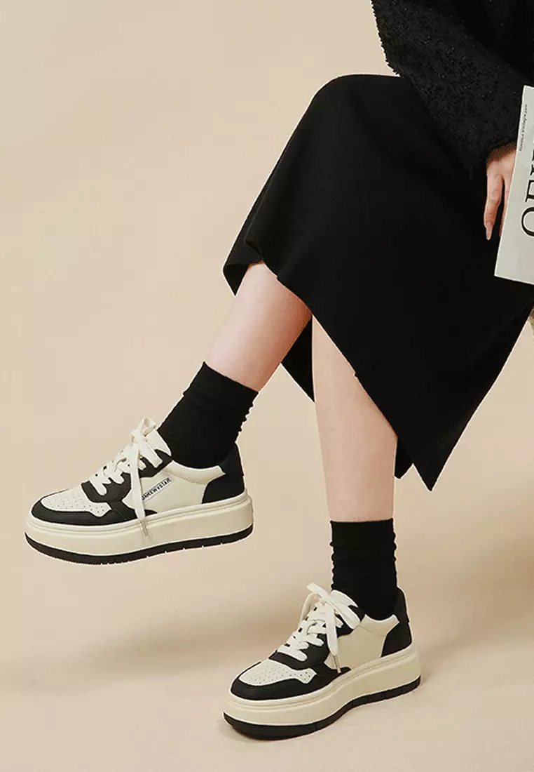 Twenty Eight Shoes VANSA Color Block Cow Leather Platform Sneakers VPW-TLG111