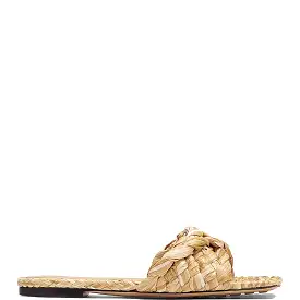 Twisted Rafia Flat Slide, Macadamia