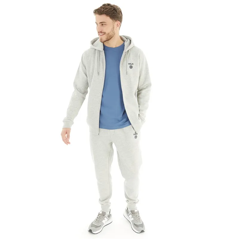 UCLA Mens Zip Through Hoodie Light Grey Marl