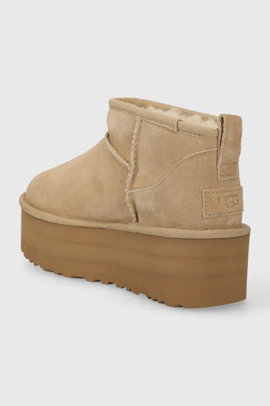 UGG suede snow boots Classic Ultra Mini Platform beige color 1135092