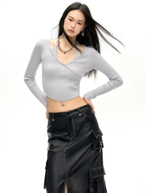 V-neck Halterneck Slim Long-sleeved Sweater