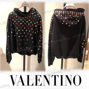 VALENTINO  |Long Sleeves Logo Outlet Hoodies & Sweatshirts