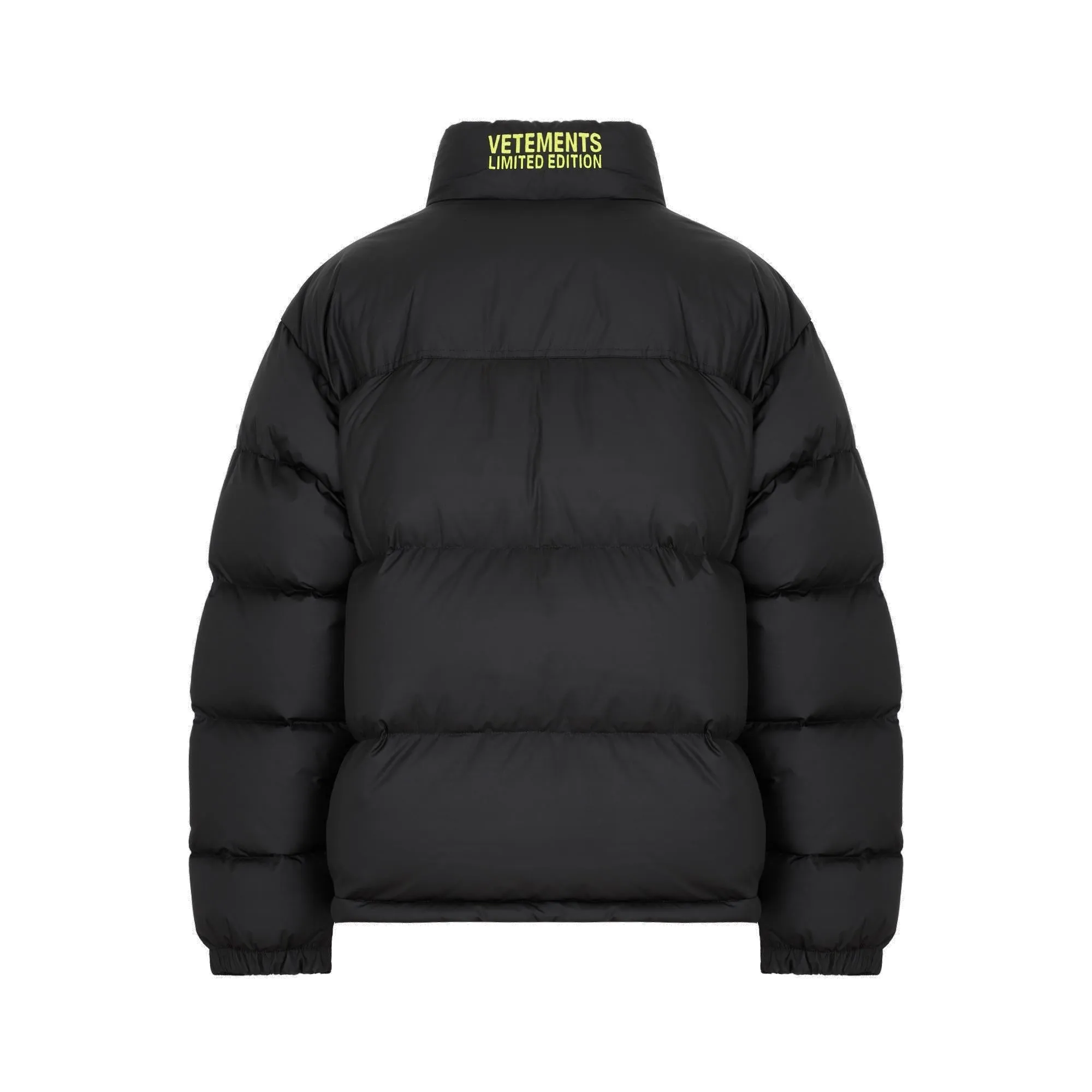 Vetements Logo Printed High-Neck Puffer Jacket