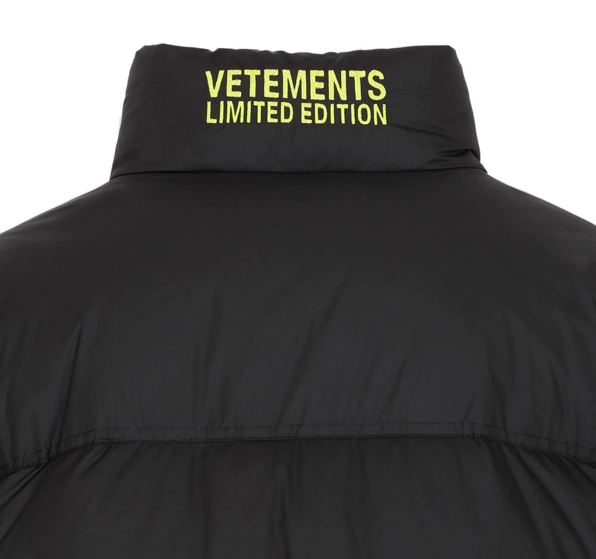 Vetements Logo Printed High-Neck Puffer Jacket