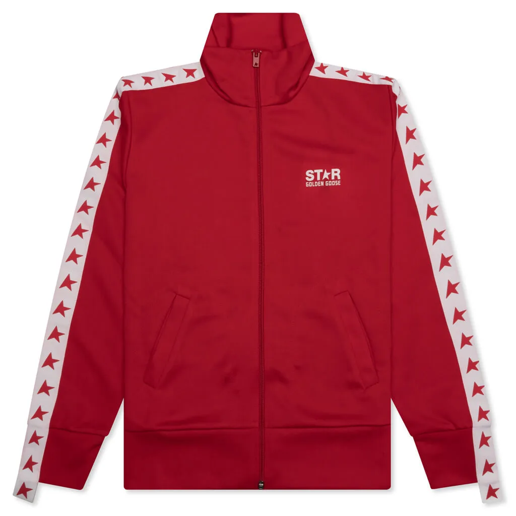 Women's Star Zipped Track Jacket - Tango Red