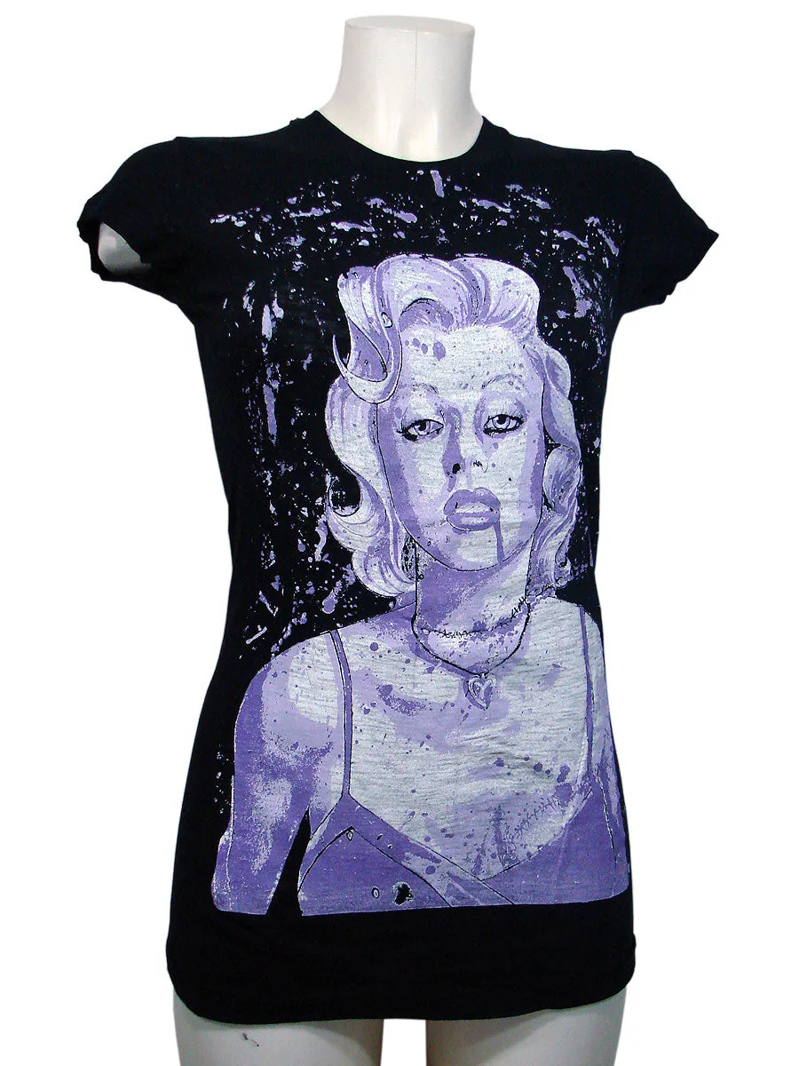 Women's T-shirt Top Zombie Movie Star Burnout