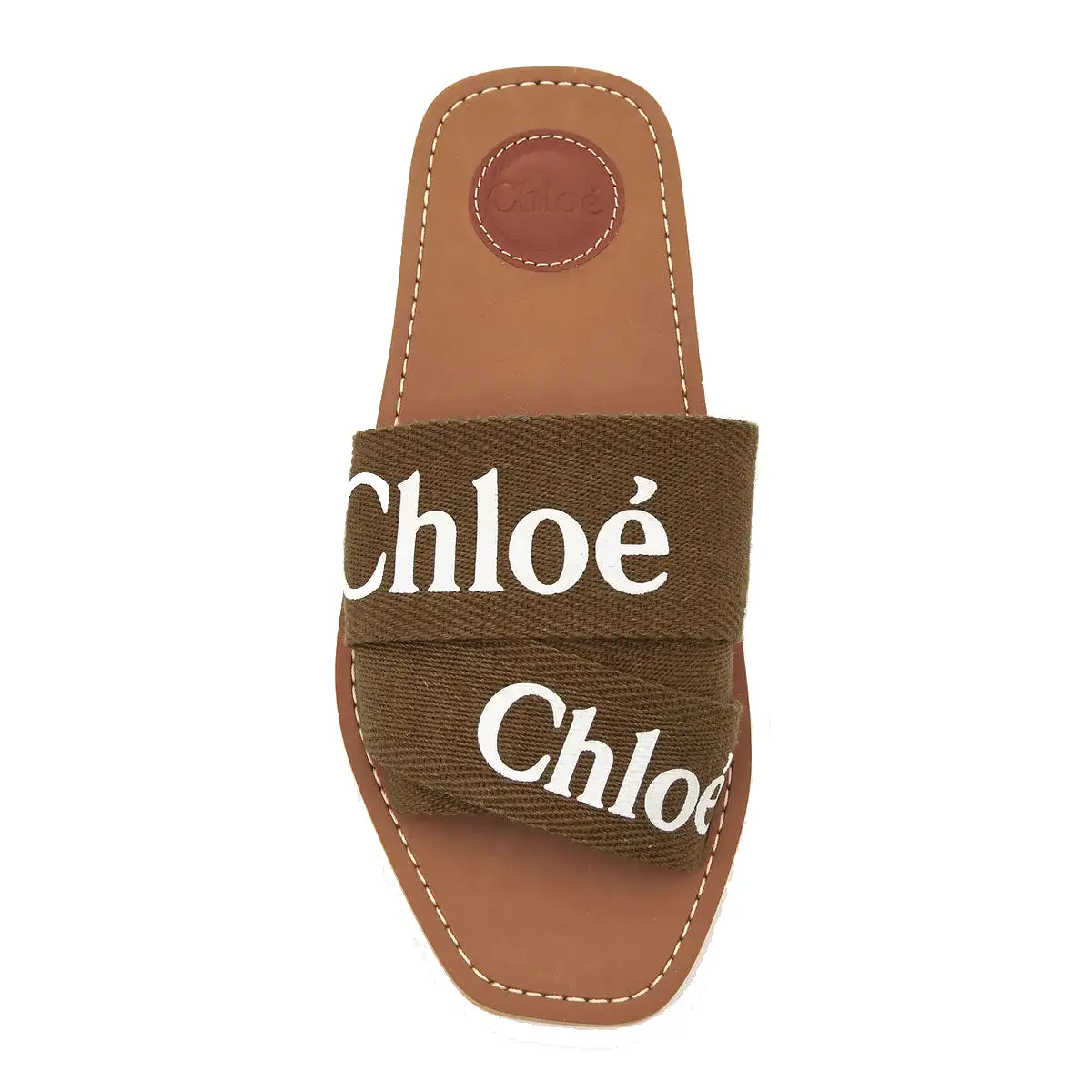 Woody Logo Linen Slide, Grove Brown