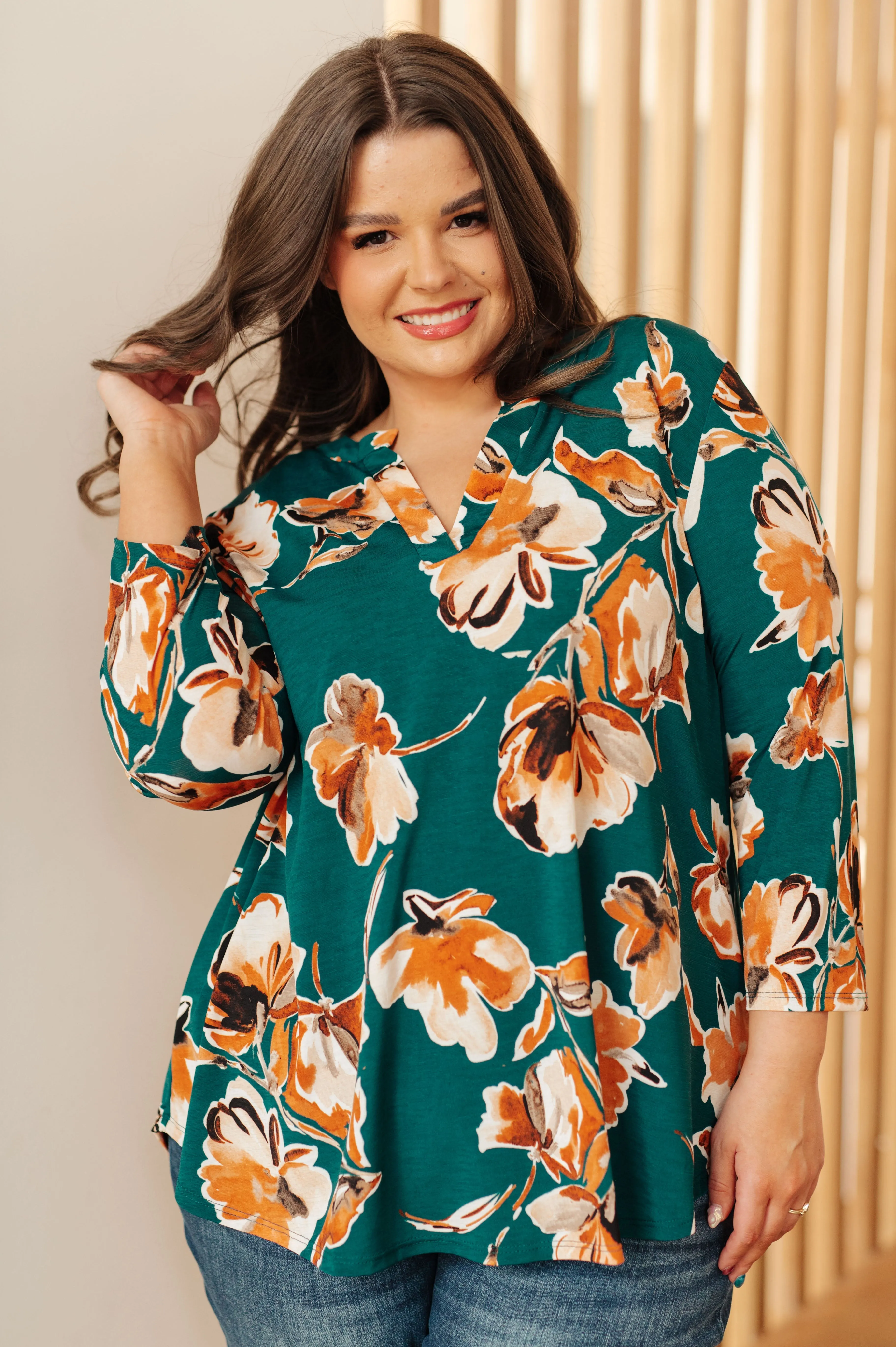 Yvonne Top in Teal Floral