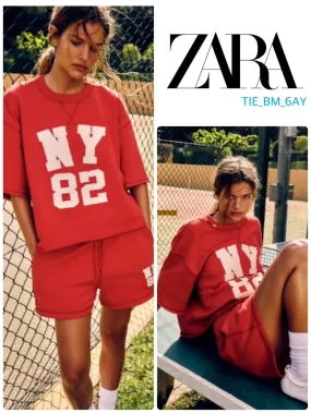 ZARA  |Cotton Short Sleeves Hoodies & Sweatshirts