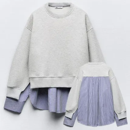 ZARA  |Long Sleeves Cotton Hoodies & Sweatshirts