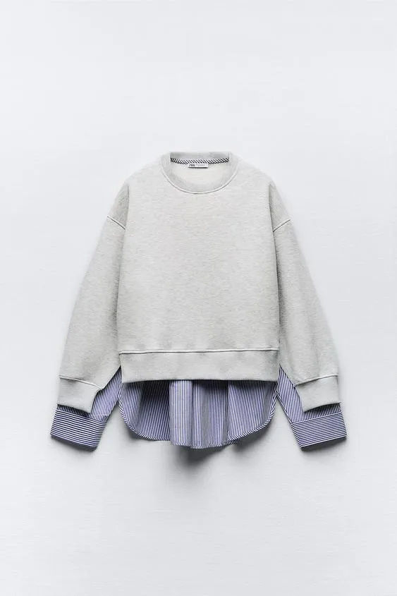 ZARA  |Long Sleeves Cotton Hoodies & Sweatshirts